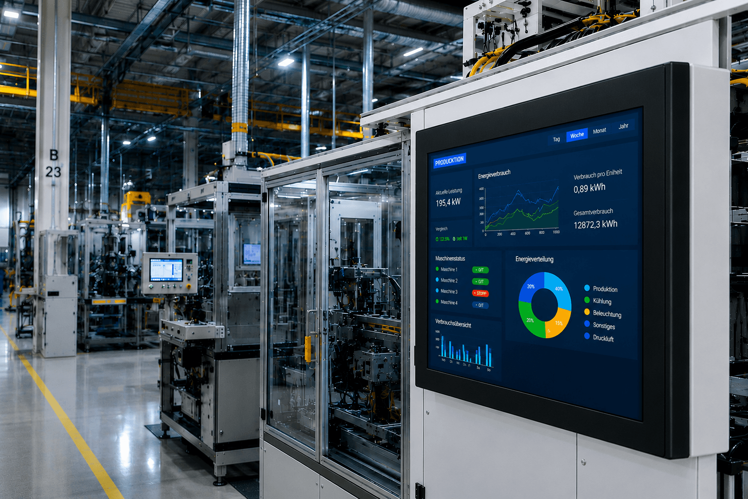 Produktionsdashboard in einer Industrieanlage